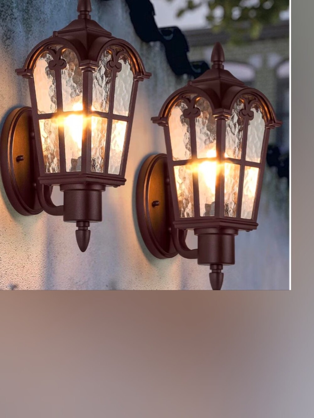 Outdoor Wall Lantern Sconce - Dark Brown Classic Design Set Of 2